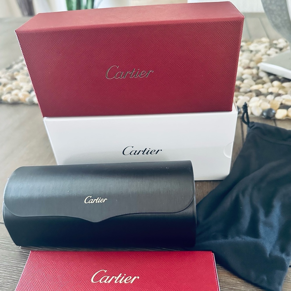 Authentic New Cartier Large Sunglasses/glasses Red and Black Case & Box Set